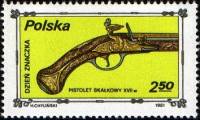 (1981-045) Марка Польша "Пистолет (18 век)"    День почтовой марки. Древнее оружие III Θ